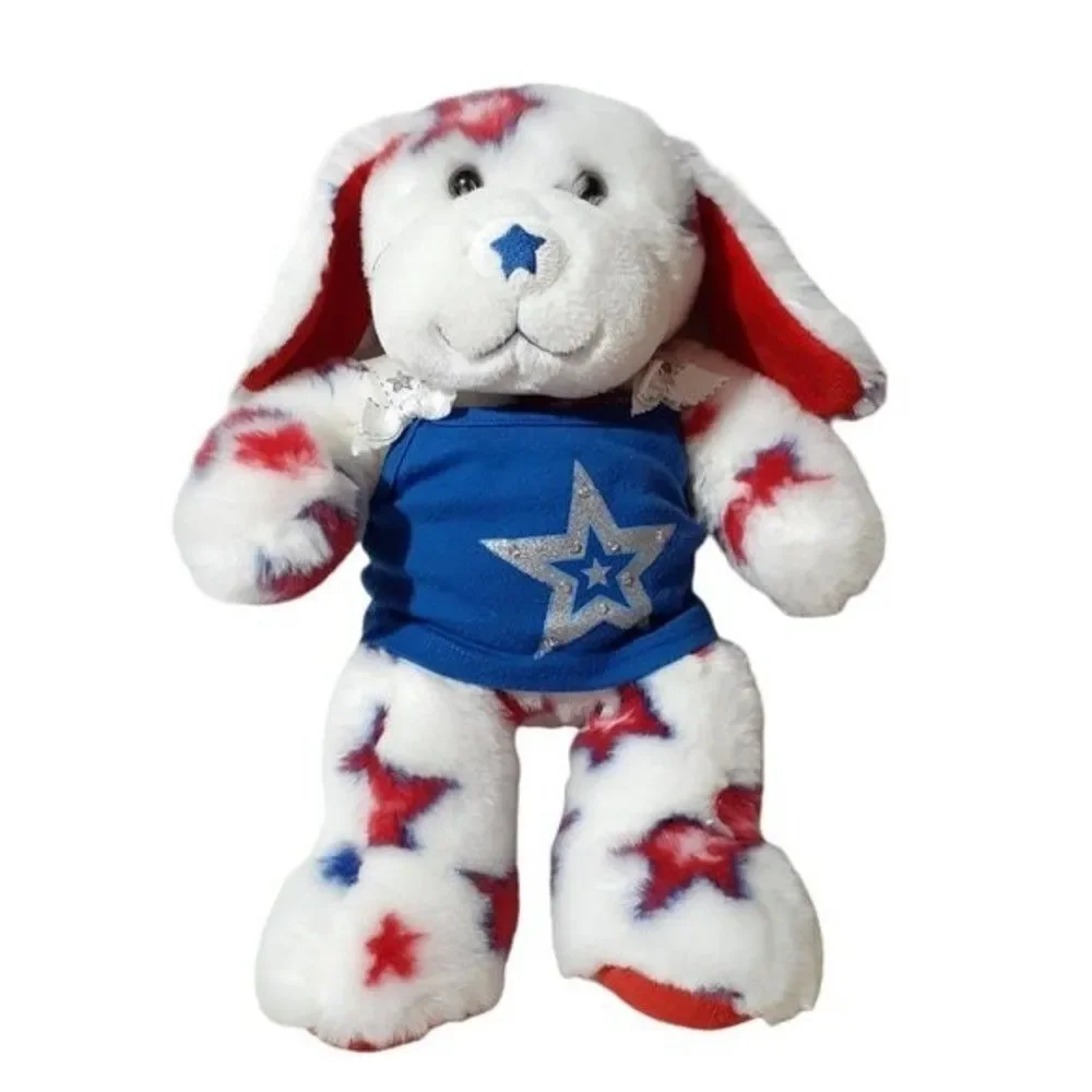 Build A Bear Stars Plush Puppy Stuffed Red White Blue Patriotic With Top15
